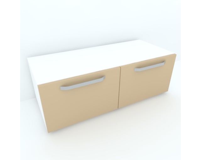 Armonia Comoda alba cu 2 sertare cu maner front PAL Cappuccino